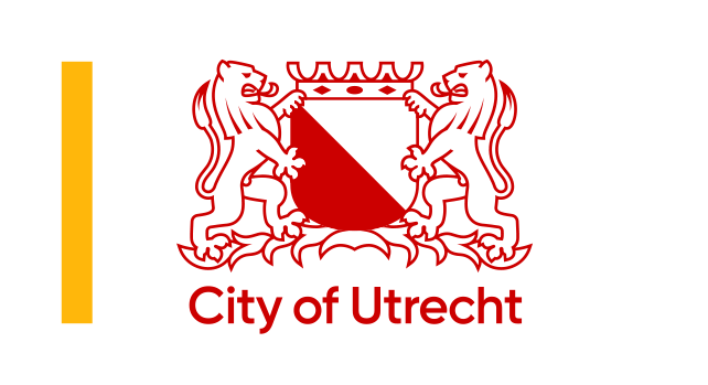 The image features the coat of arms of Utrecht, with two lions holding a shield, and the text "City of Utrecht" beneath.