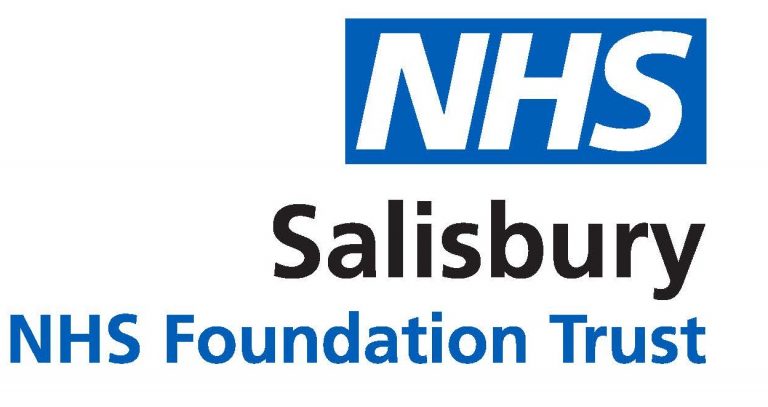 Logo of Salisbury NHS Foundation Trust, featuring the NHS emblem in blue and white, with text highlighting the healthcare institution's name.