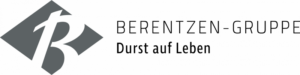 Logo of Berentzen Gruppe with stylized 'B' and the tagline "Durst auf Leben," presented in a modern, minimalist design.