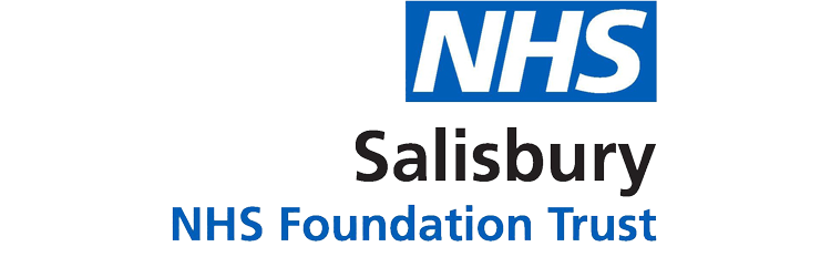 Logo of Salisbury NHS Foundation Trust. Text includes "NHS" prominently in blue and white, emphasizing healthcare services associated with Salisbury NHS Foundation.