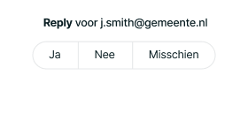 The image shows a voting poll for an email response in Dutch, offering options: "Ja," "Nee," and "Misschien," with percentages displayed.