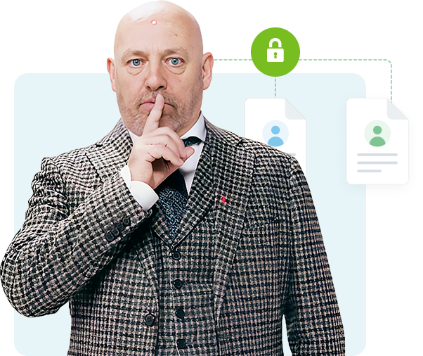 A man in a checkered coat in front of a graph.