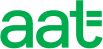 The image shows the logo of the Association of Accounting Technicians (AAT), featuring green stylized letters "aat" on a white background.